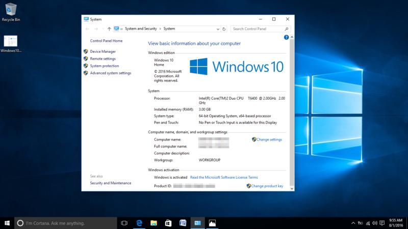 Vista upgrade to Windows 10
